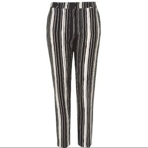 TOPSHOP Stripe Cigarette Straight Trousers With Pockets Black/Ivory Size 6